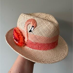 NWT Kate Spade Flamingo Raffia Summer Hat “Take a Walk on the Wild Side” OS